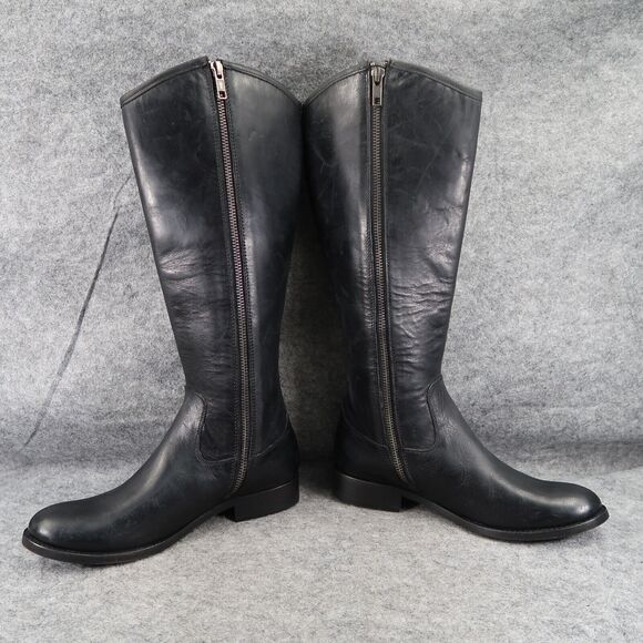 Frye Boots Women 6 Riding Tall Leather Melissa Button Classic Zip Black Fashion - Picture 7 of 16